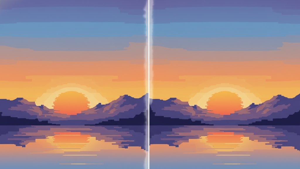 Visual comparison of 8-bit versus 16-bit image color depth showing tonal range and gradient precision differences