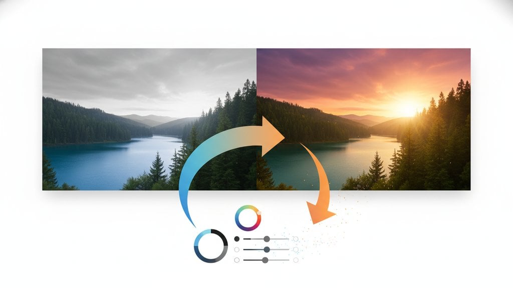Image color correction basics guide showing white balance and color grading adjustments to fix photo colors
