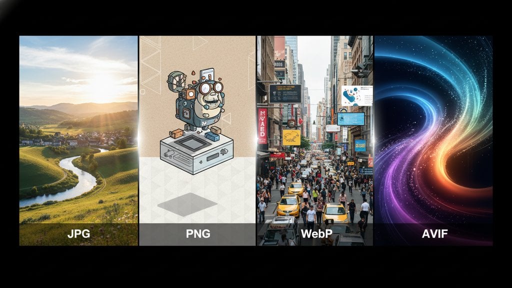 Ultimate guide showing different image formats JPG PNG WebP AVIF with comparison examples
