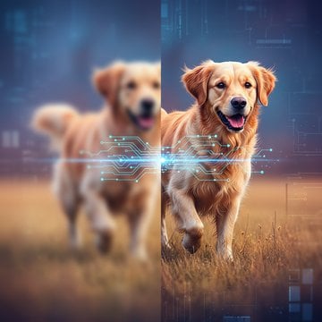 Blurry photo vs sharp photo comparison showing AI image enhancement result