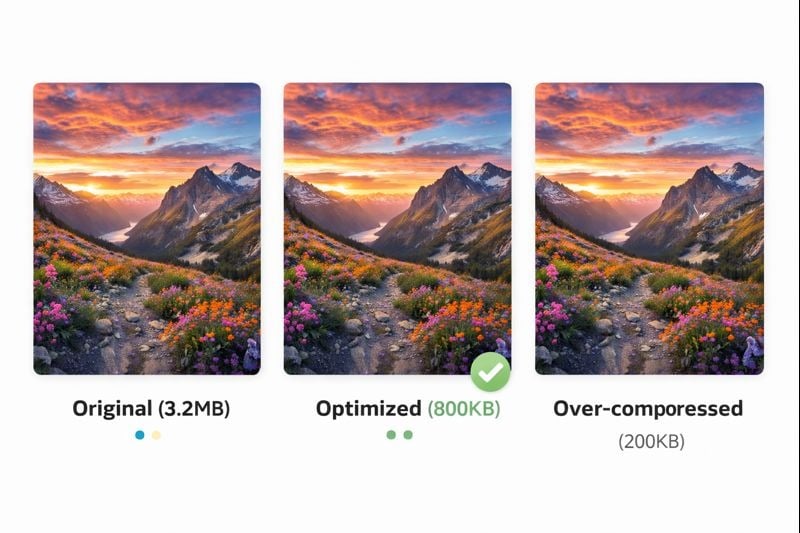 Side-by-side comparison showing image quality at different compression levels