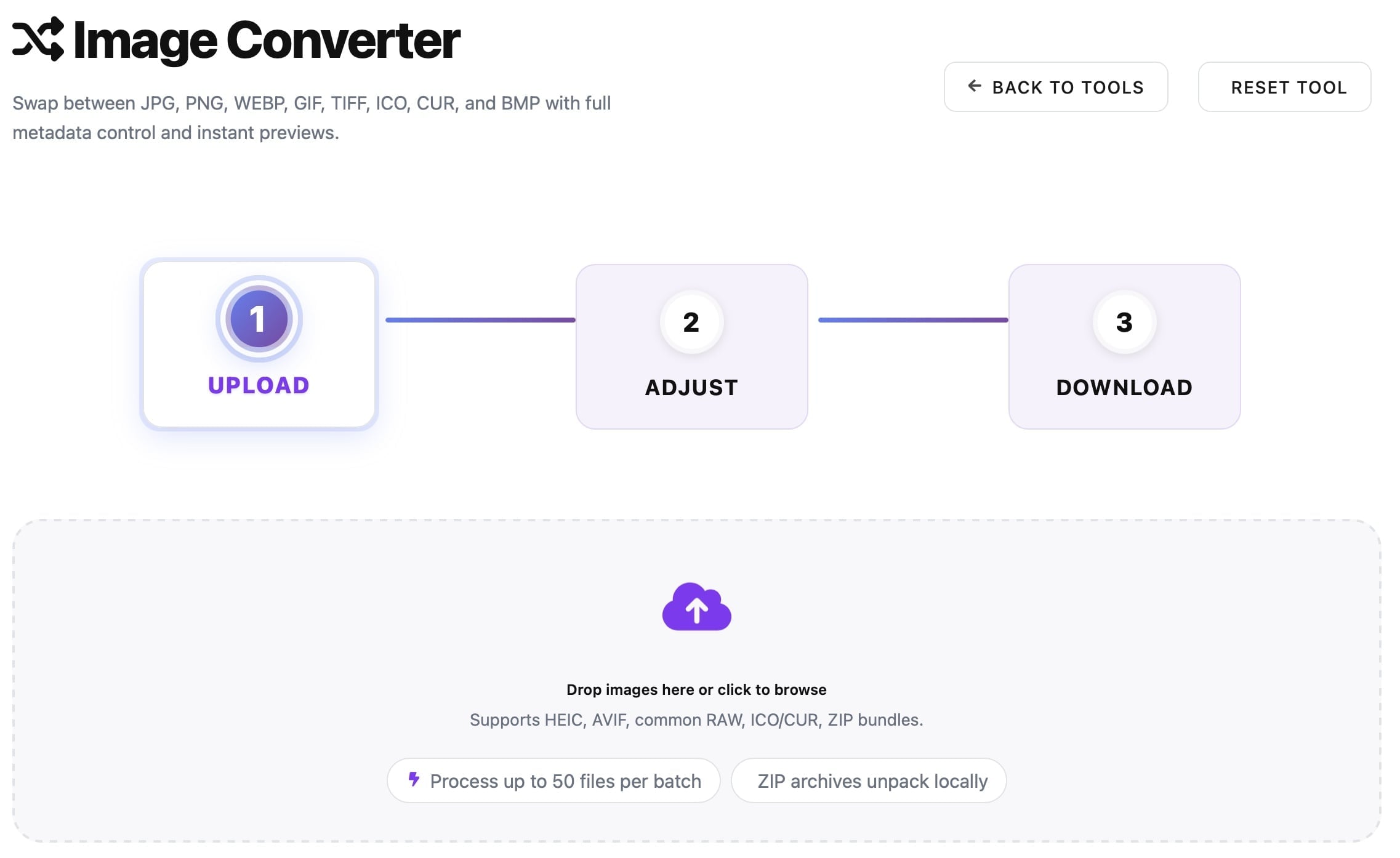 ImgDeal HEIC to JPG converter upload interface screenshot