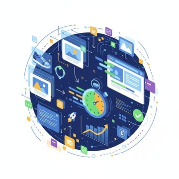 Illustration of e-commerce image optimization showing faster page speed, compressed images, and online sales growth