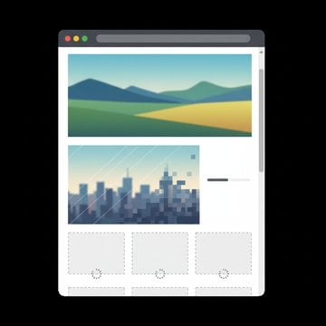 Web page diagram showing images loading progressively on scroll, illustrating the lazy loading technique for faster page load times