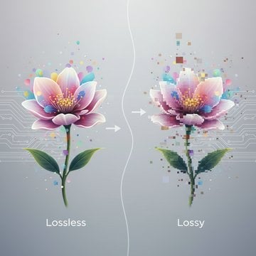 Lossy vs lossless image compression types comparison showing file size and quality trade-offs for web optimization