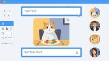 Meme template generator tool interface showing caption fields and template selection