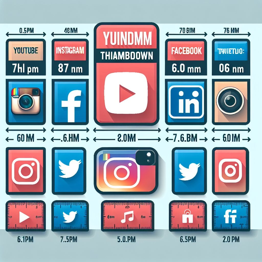 Comparison chart showing perfect thumbnail sizes for different social platforms