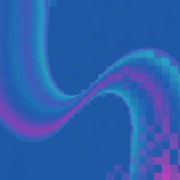 A split-screen illustration comparing crisp vector shapes and pixelated raster graphics, visualizing the key differences between image formats.