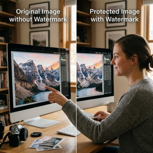 Um exemplo mostrando como a marca d'água aparece